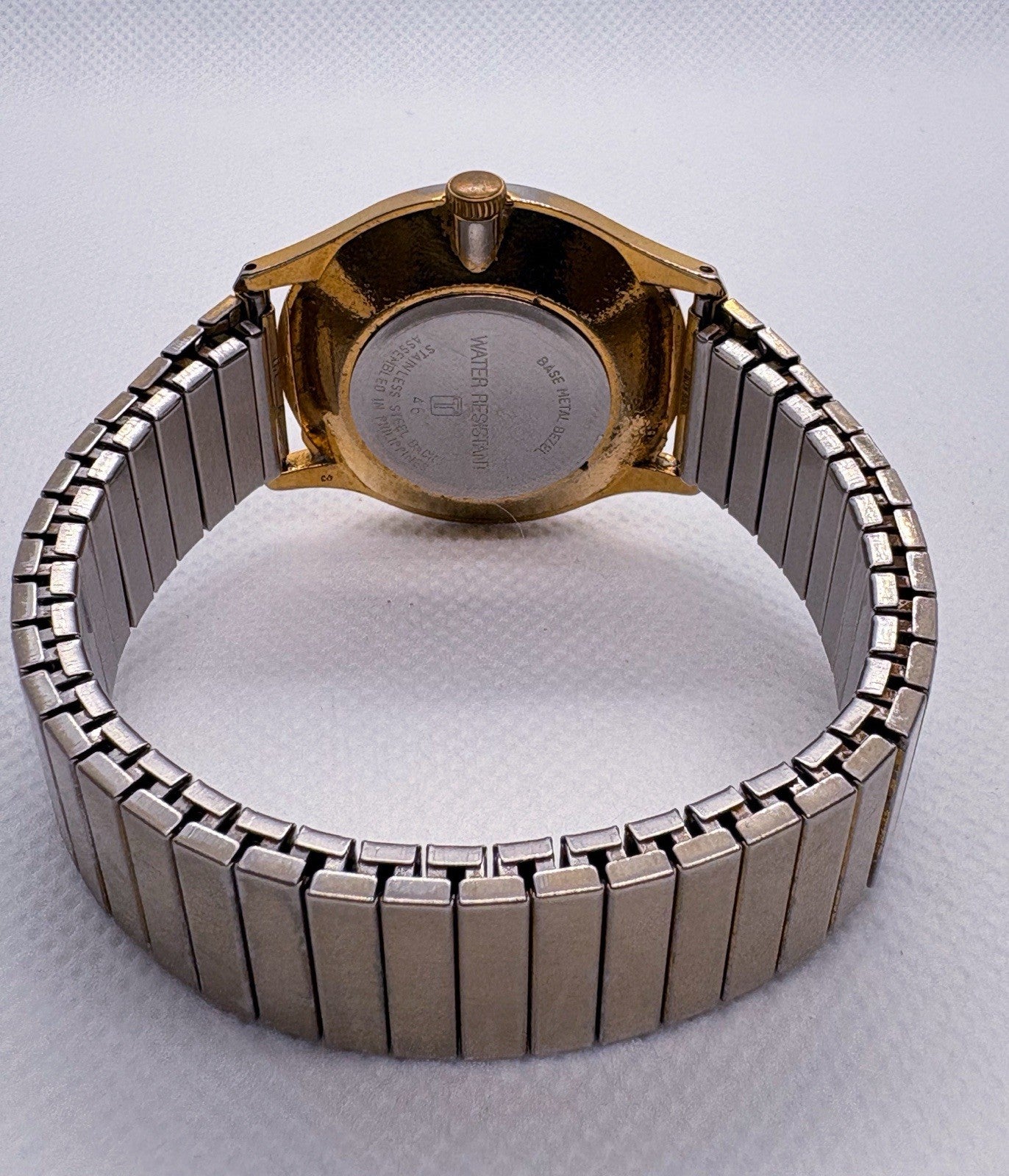 Vintage 1993 Acqua Mechanical Watch 46 Hand Wind Date Gold Tone Expansion Runs
