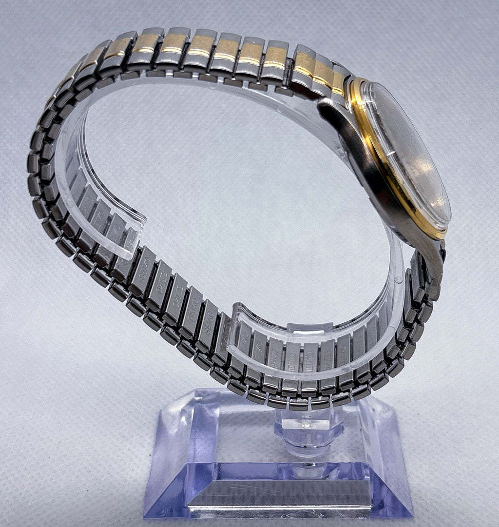 Vintage 1990 Seiko SQ 5Y23-8A69 Two Tone Day Date Watch Serviced New Battery