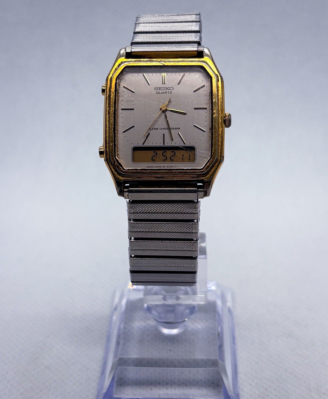 VTG 1984 Seiko H449-5210 Duo-Display "Ana-Digi" Alarm-Chronograph Watch Working