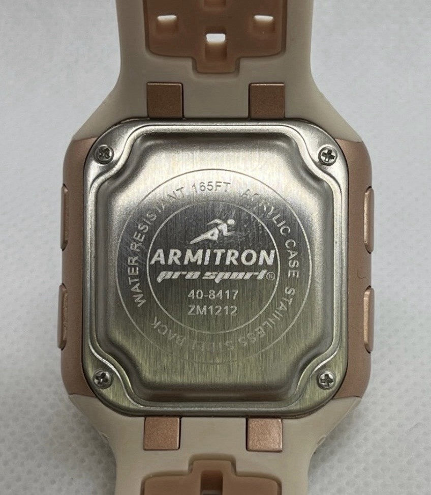 Armitron Unisex LCD Beige Silicone Chronograph Watch 40/8417PBH + Free LCD Watch