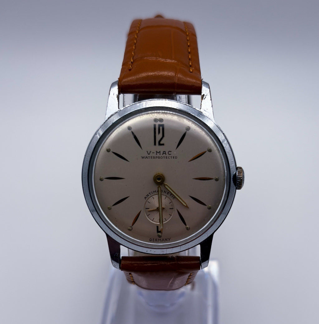 Vintage V-Mac Mechanical Manual Wind Sub-Second Germany Mens Watch Runs