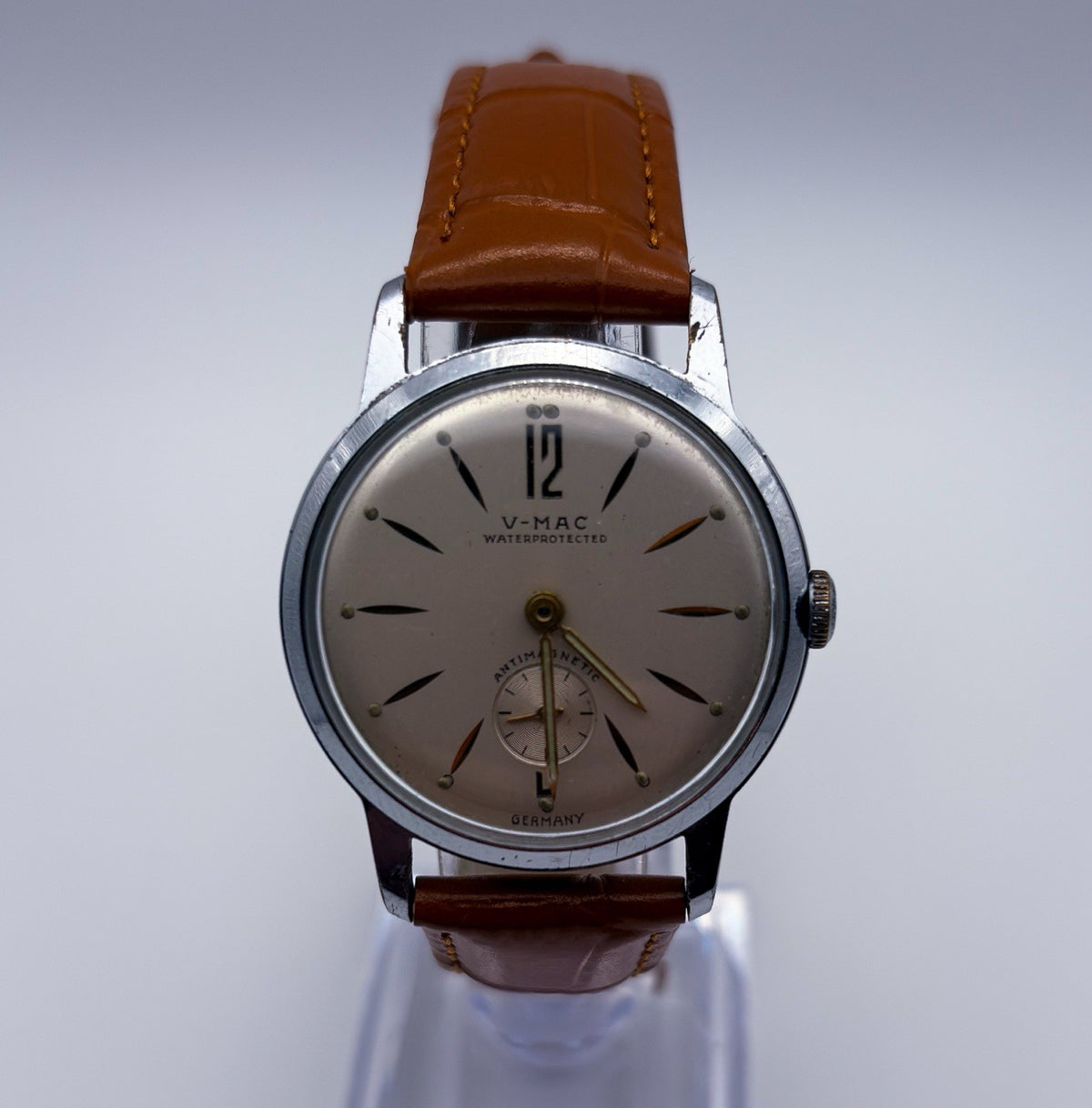 Vintage V-Mac Mechanical Manual Wind Sub-Second Germany Mens Watch Runs