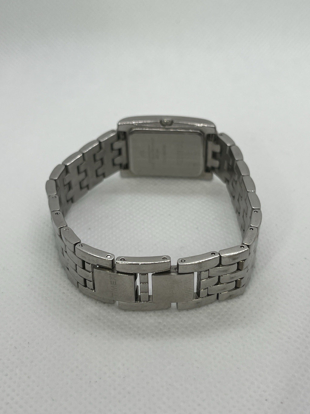 Timex Women T2N046 Fashion Silver Tone Rectangular Quartz Analog 21mm Watch 7"