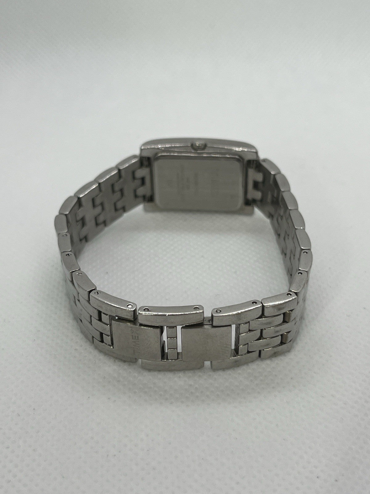 Timex Women T2N046 Fashion Silver Tone Rectangular Quartz Analog 21mm Watch 7"