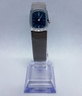Vintage 1977 Timex Ladies Manual Wind Watch Blue Dial Silver Mesh Band Working