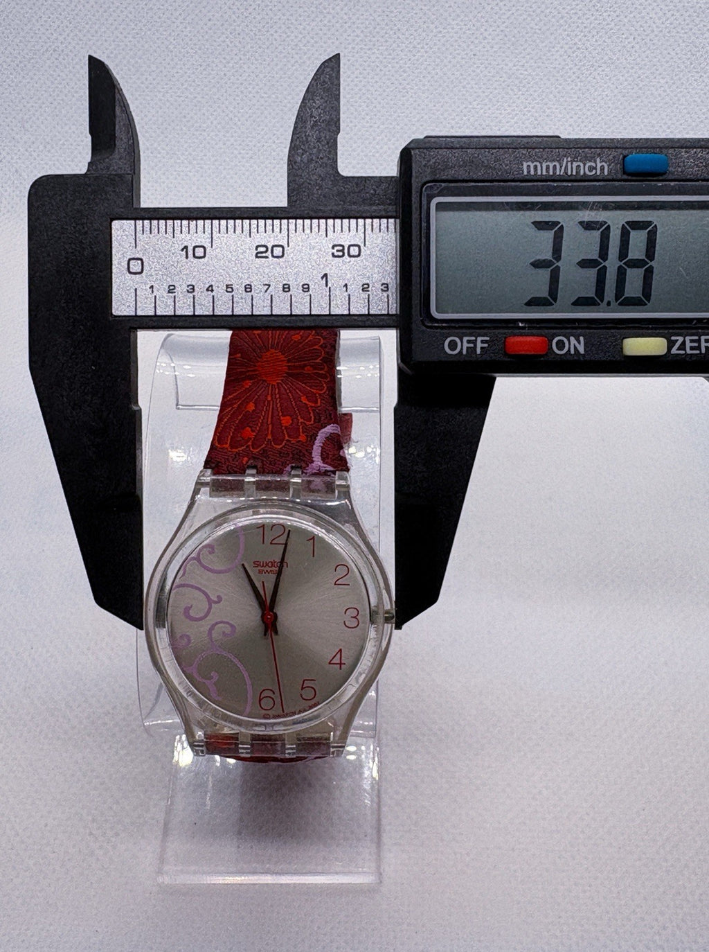 Swatch Swiss Quartz Watch GK390 Primula Men 34mm Clear Case Leather Patterned
