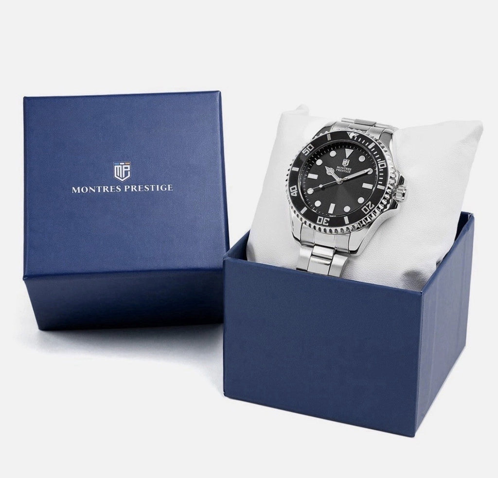 Montres Prestige x Invicta Men's Watch 42mm Silver Case Black Dial  MPW-0080