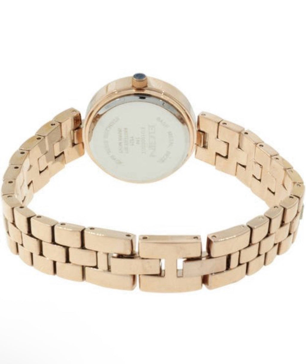 Elgin Womens Mother of Pearl Watch & Bracelet Set Genuine Crystals EG10003ST