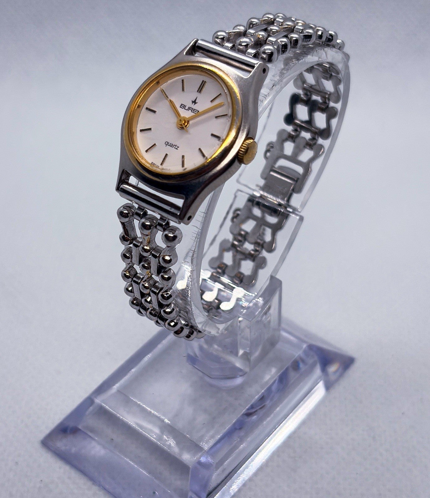 Vintage 1990s Buren Swiss Quartz Two-Tone Dainty Ladies Dress Watch CW-BU-217340