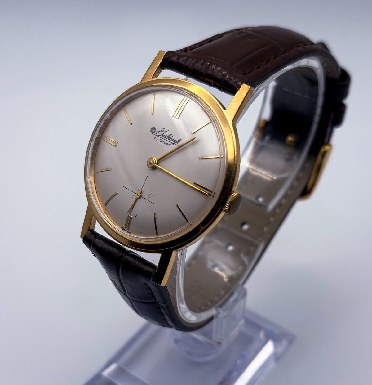 Vintage Guildcraft by Gruen 17 Jewels Mechanical Manual Wind Dress Mens Watch