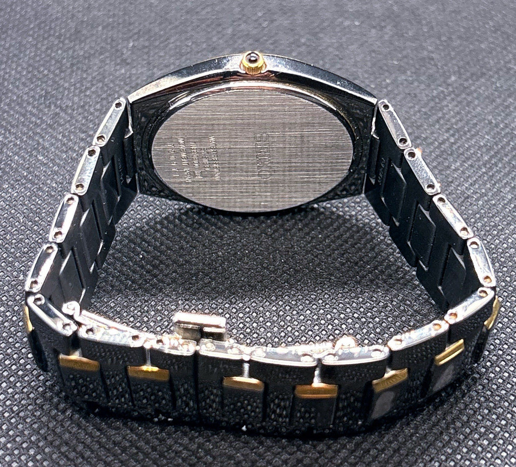 Vintage 1997 Seiko 7N39-0BD0 Two-Tone Black Gold Quartz Dress Watch 5.75” Wrist