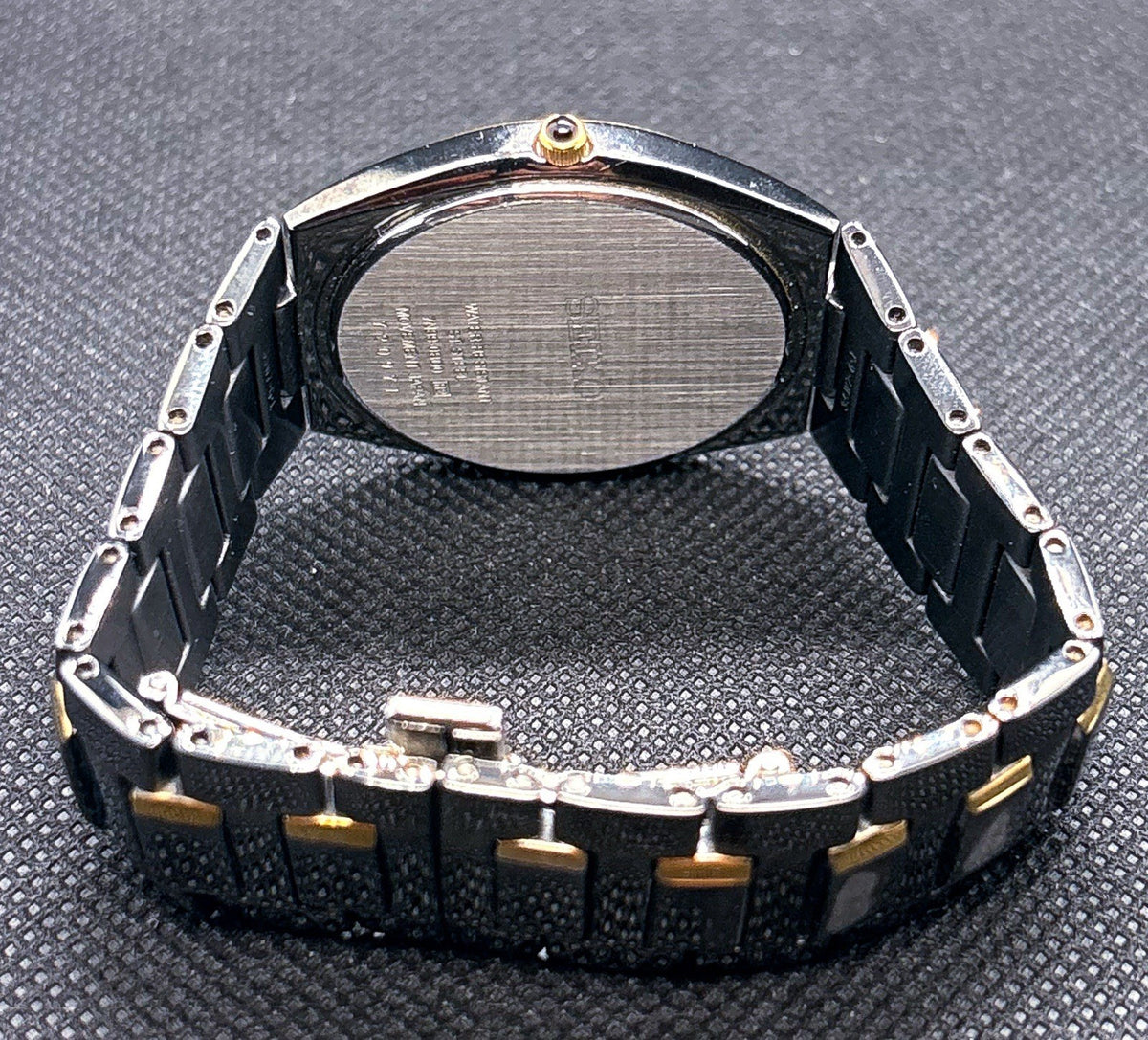 Vintage 1997 Seiko 7N39-0BD0 Two-Tone Black Gold Quartz Dress Watch 5.75” Wrist
