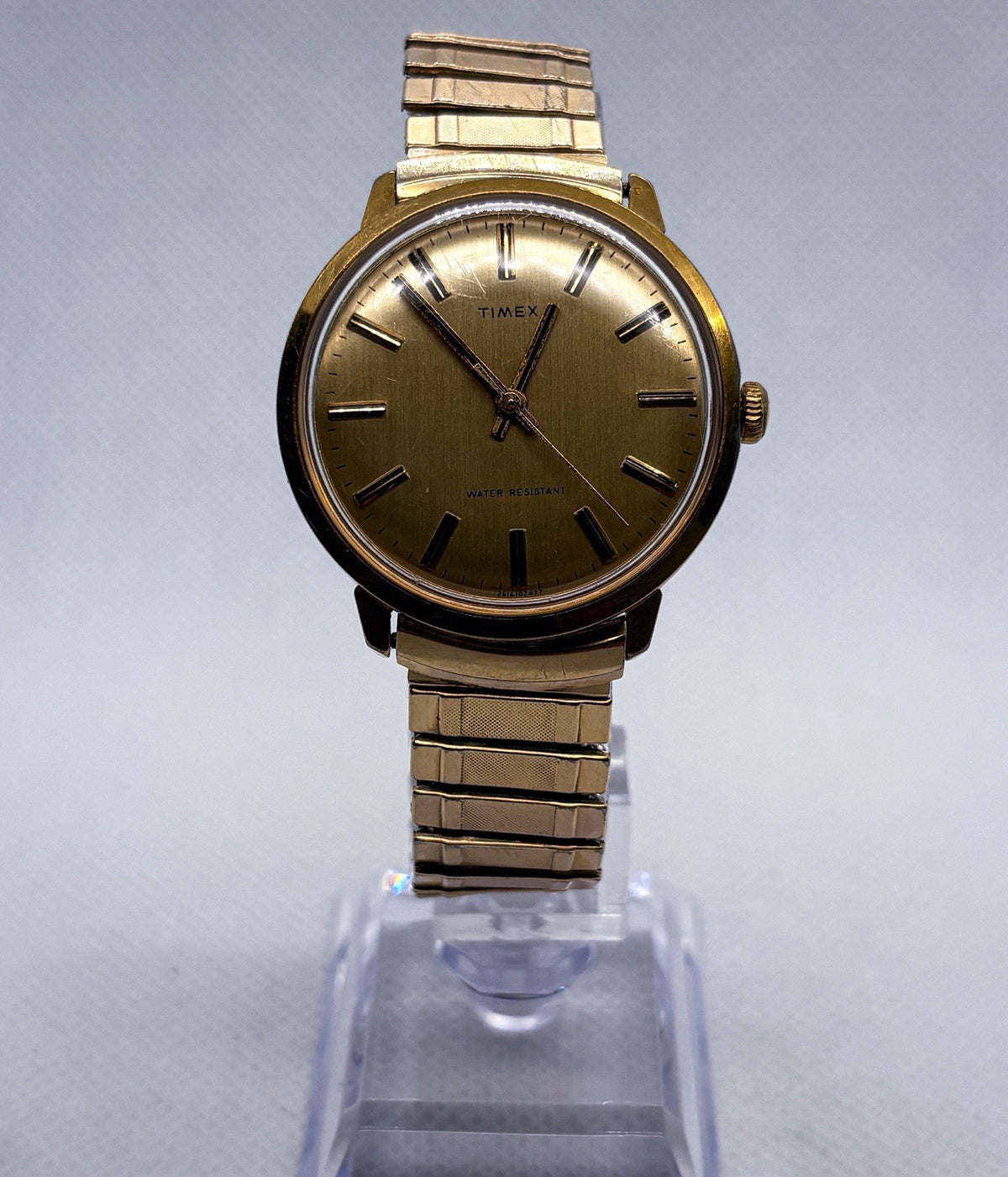 Vintage 1977 Timex Marlin Mechanical Watch 26161 Gold Tone Manual Wind Working