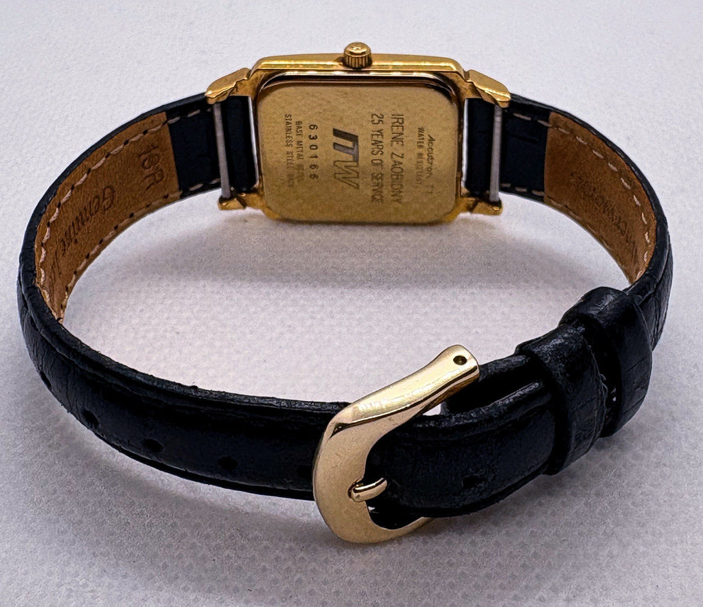 Vintage Bulova Accutron T7 Gold Tone Tank Watch Textured Date Dial Swiss Movt