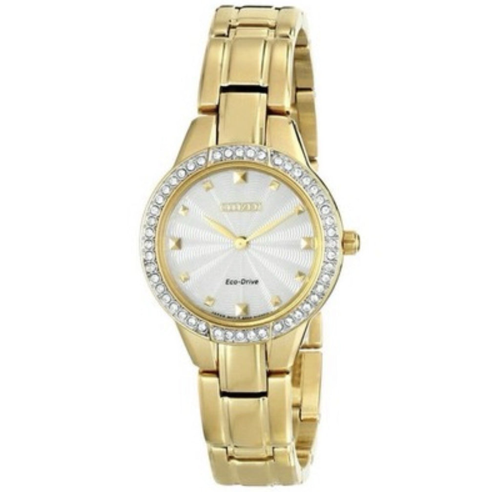 Citizen Women's Gold Plated Silhouette Eco-Drive Watch with Crystals EX1362-54P