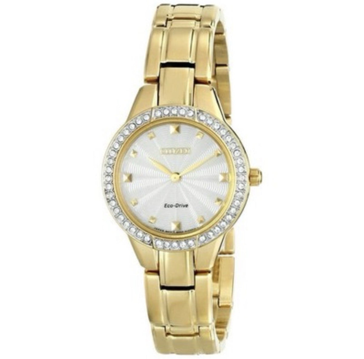 Citizen Women's Gold Plated Silhouette Eco-Drive Watch with Crystals EX1362-54P