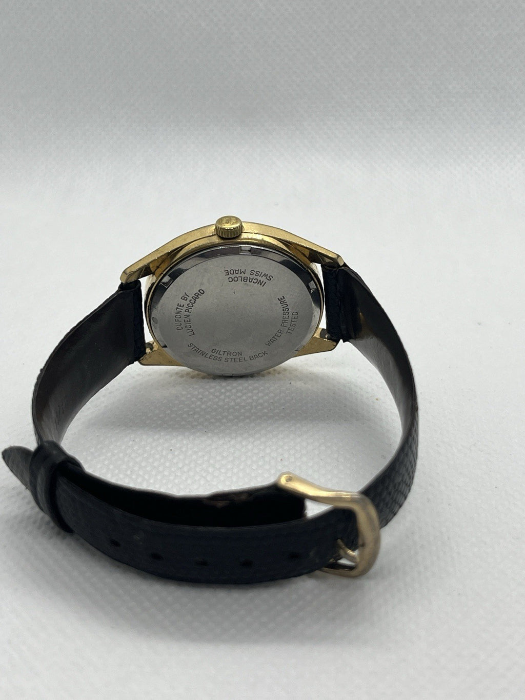 Vintage DUFONTE by LUCIEN PICCARD Men's Manual Wind Watch Lizard Skin Band R838