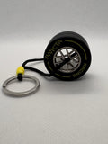 Invicta Racing F1 Rubber Medium Racing Tire Yellow Striped Keychain IG0346 NEW