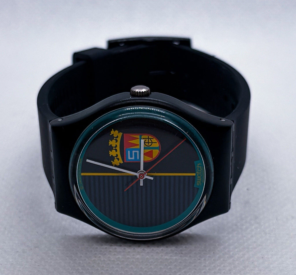 Vintage 1986 Swatch Sir Swatch GB111 Originals Gent Swiss Quartz Watch New Strap
