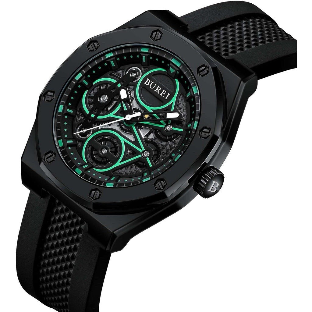 Burei Men’s Geometric Luminescent Skeleton Dial Watch BS0129-HHLHH