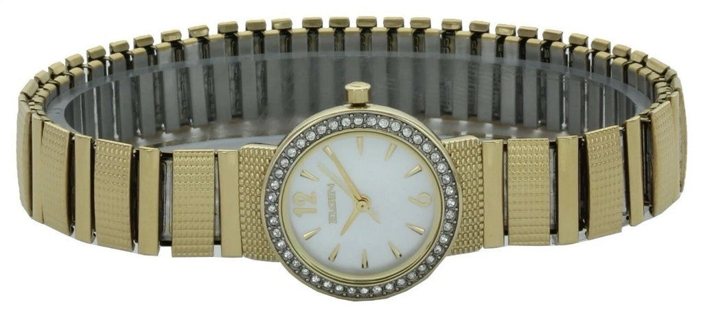 Elgin Ladies stretch band watch White Dial gold tone Watch #EGC9800