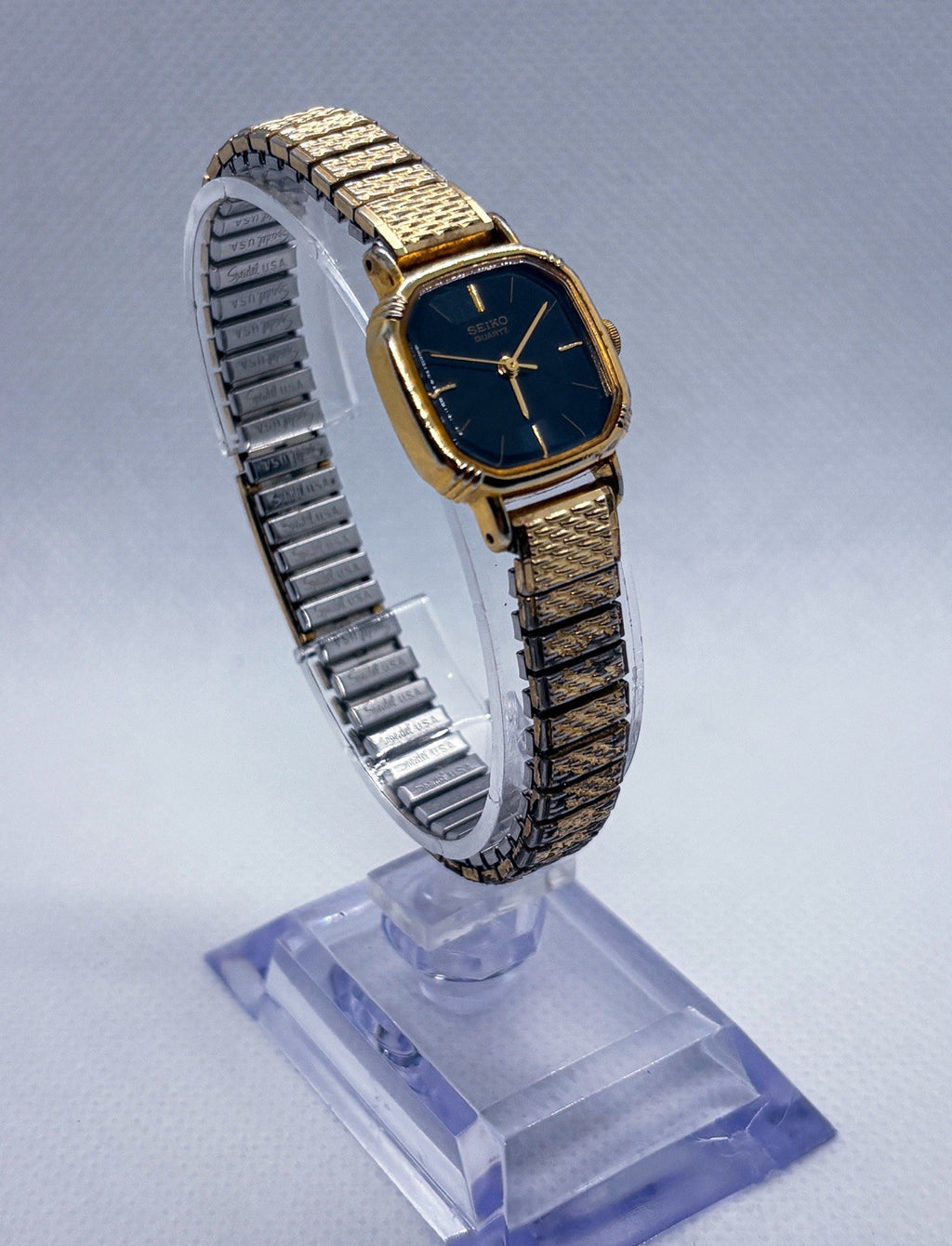 Vintage 1982 Seiko 5421-5011 Ladies Cushion Quartz Watch Speidel Expansion Band