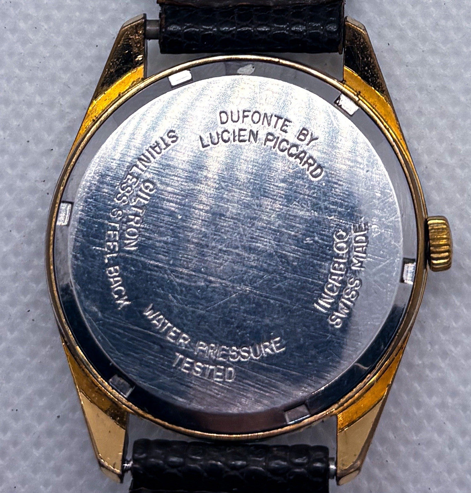 Vintage 1960s Dufonte by Lucien Piccard Swiss Manual Wind Men's Dress Watch