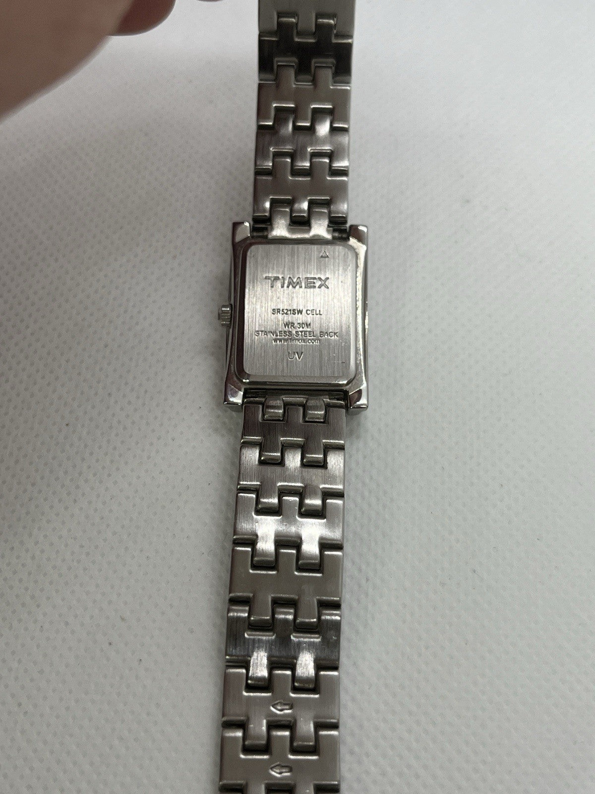 Timex Women T2N046 Fashion Silver Tone Rectangular Quartz Analog 21mm Watch 7"