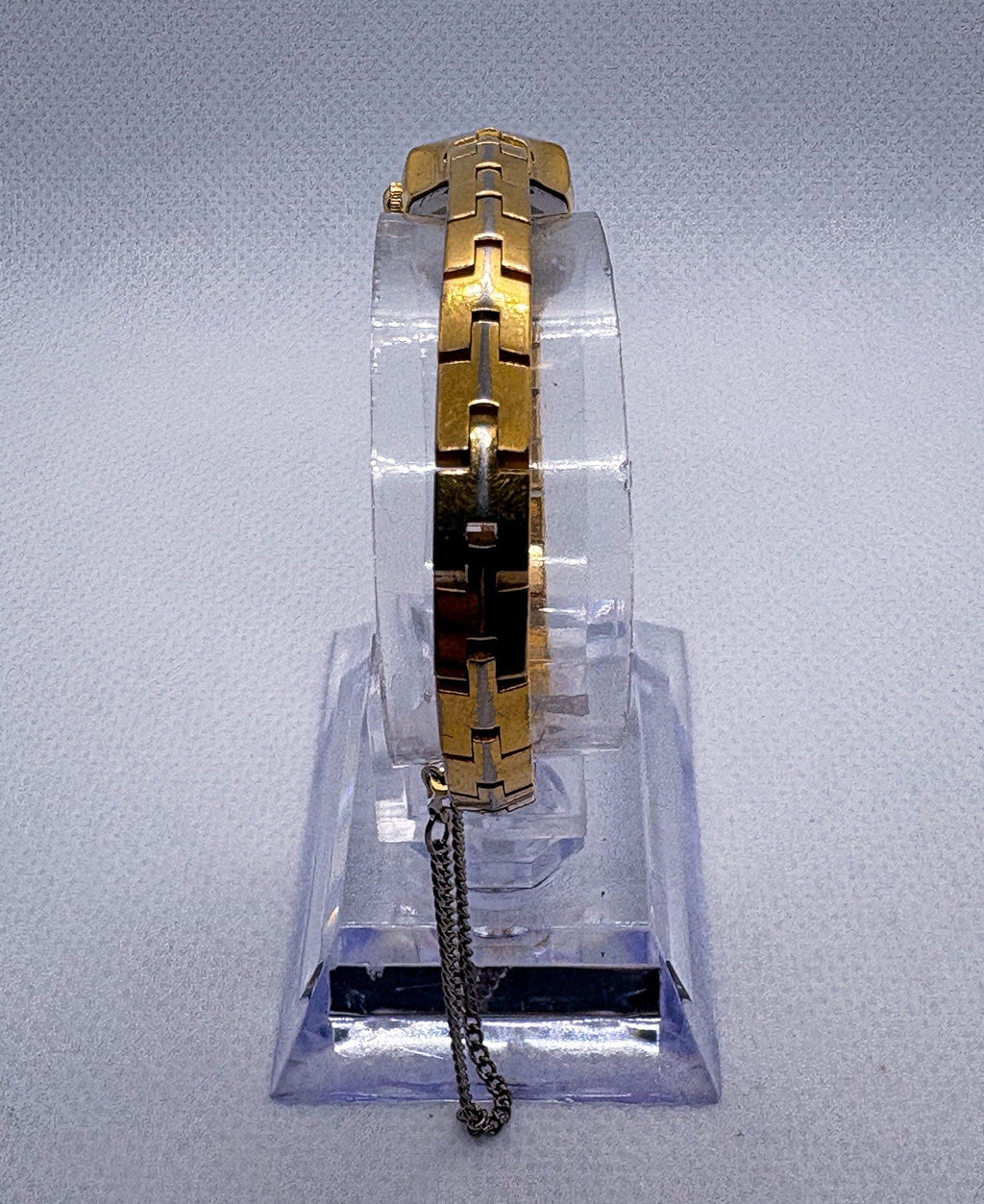 Vintage 1990 Seiko 1E20-0229 Ladies Hexagon Quartz Cocktail Watch Safety Chain