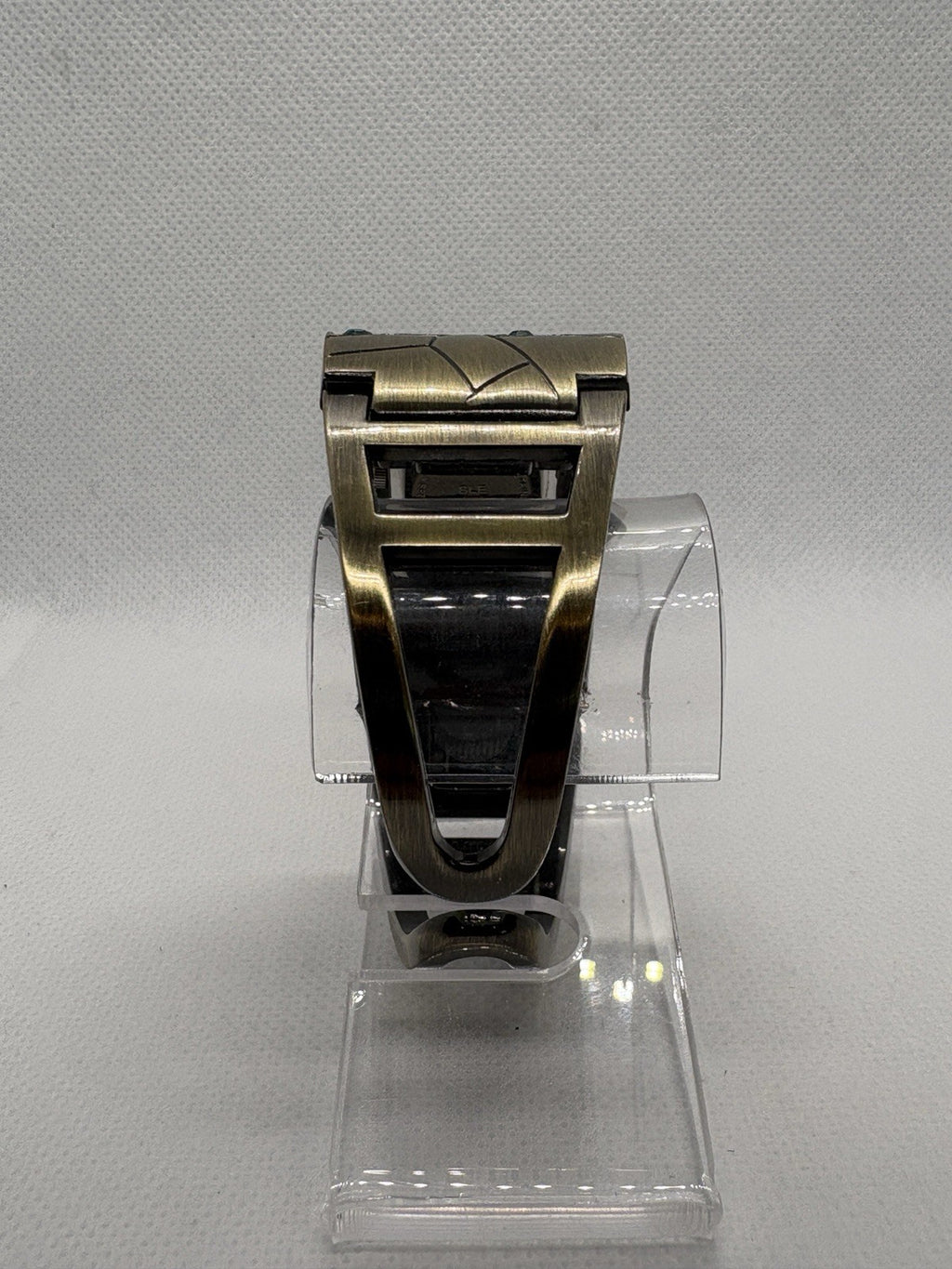 Ladies Fashion Blue Gem Quartz Watch 20mm Square Bronze Tone Cuff Bracelet