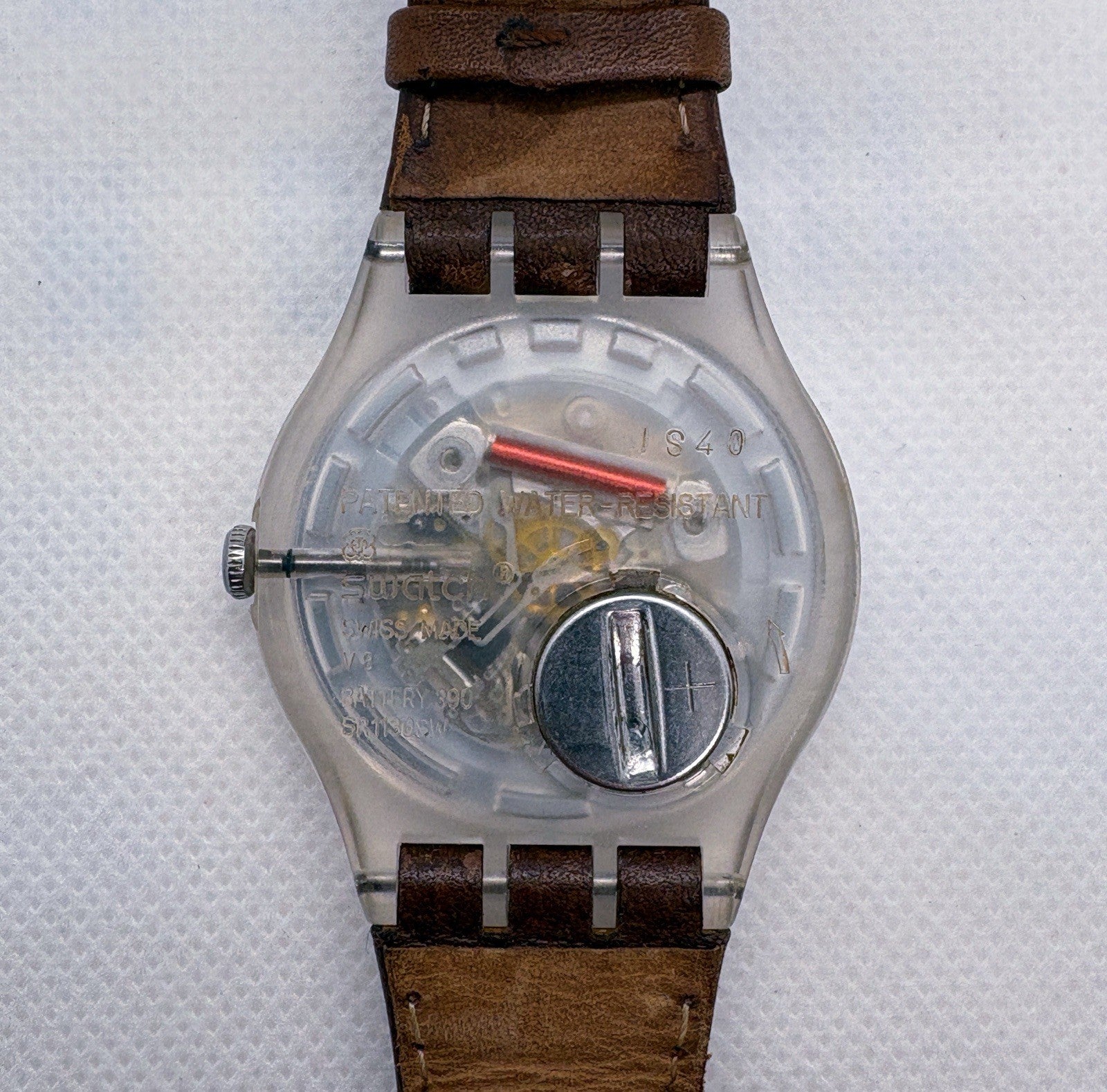 Swatch Originals Daily Friend Quartz Watch 42mm Blue Dial Leather Band SUOK701