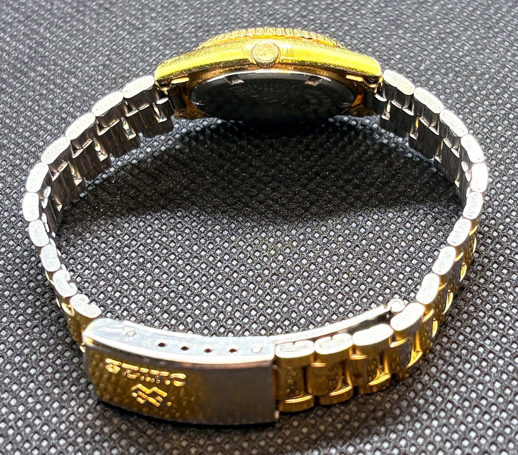 VTG 1991 Seiko SQ President Women's Watch Gold Fluted Bezel Day Date 3Y03-0169