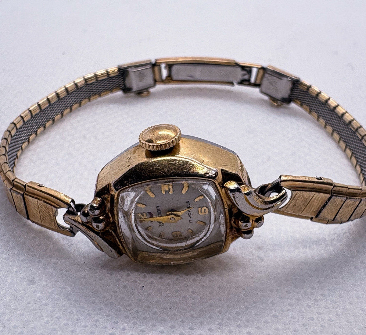 Vintage 1960s Waltham Ladies Cocktail Watch 17 Jewel Manual Wind 17mm Gold Tone