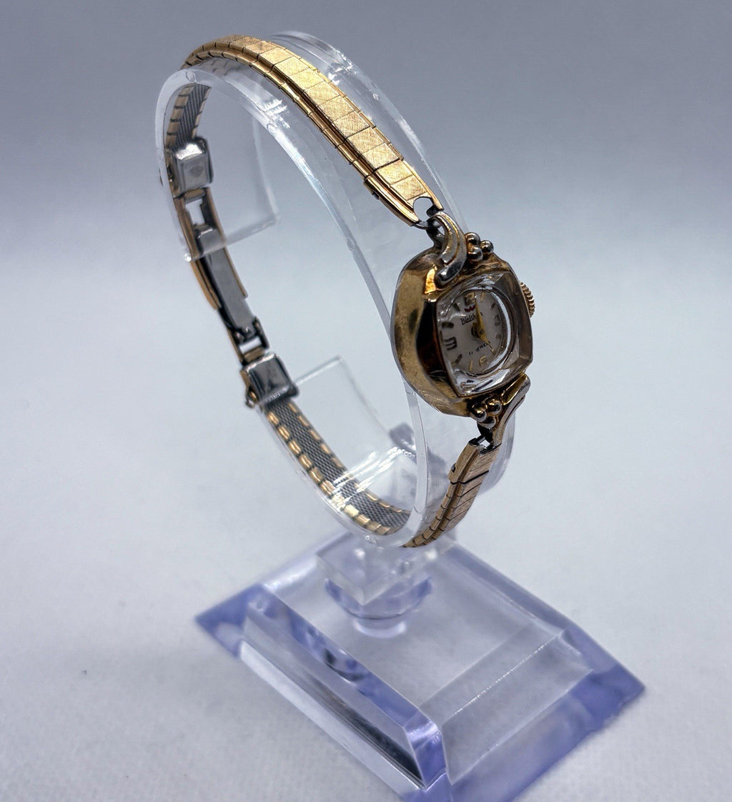 Vintage 1960s Waltham Ladies Cocktail Watch 17 Jewel Manual Wind 17mm Gold Tone