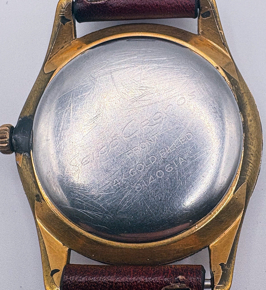 VTG 1958 Seiko Cronos Calendar 21J 14K Gold Filled Watch J14061A RUNNING Patina