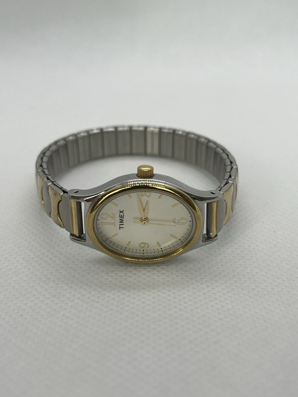 Timex Cavatina Watch Women 21mm Silver Gold Two Tone Stretch Band New Battery