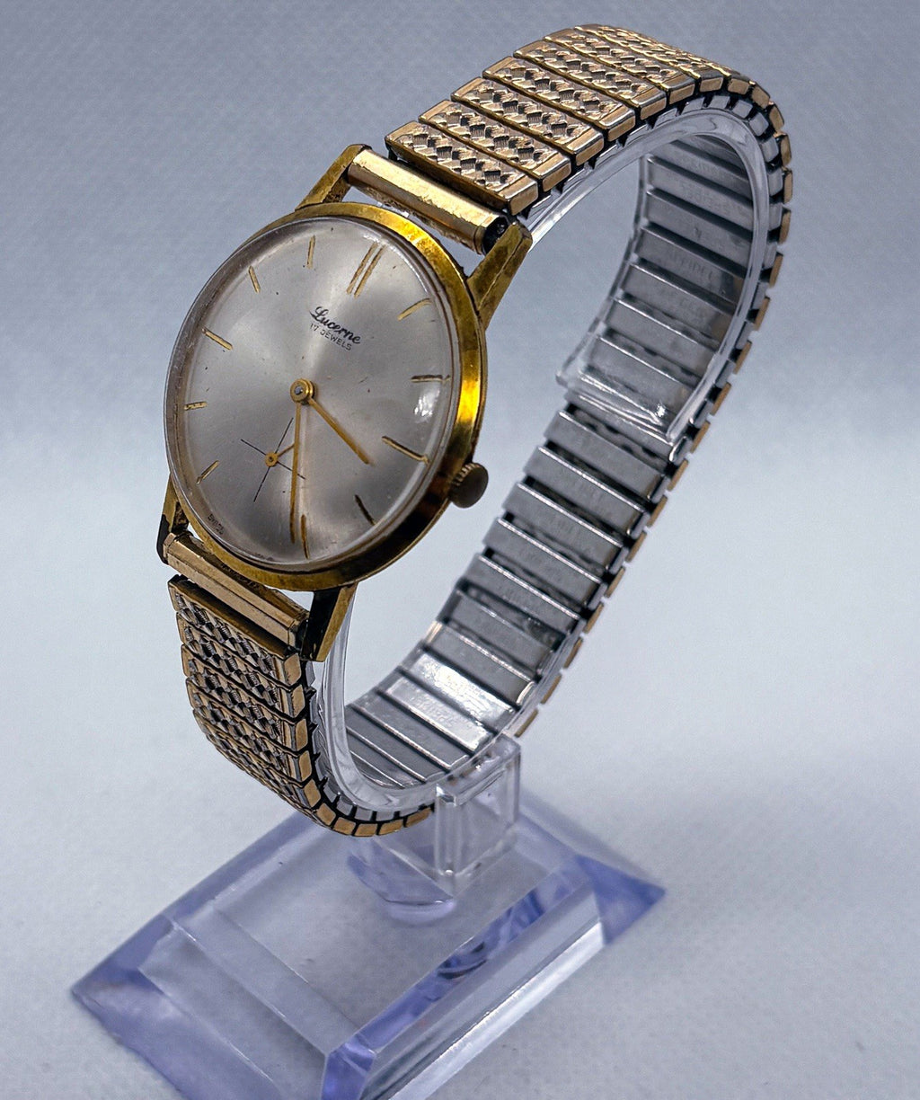 Vintage 1960s Lucerne 17 Jewels Sub Second Hand-Wind Watch Speidel Twist Band