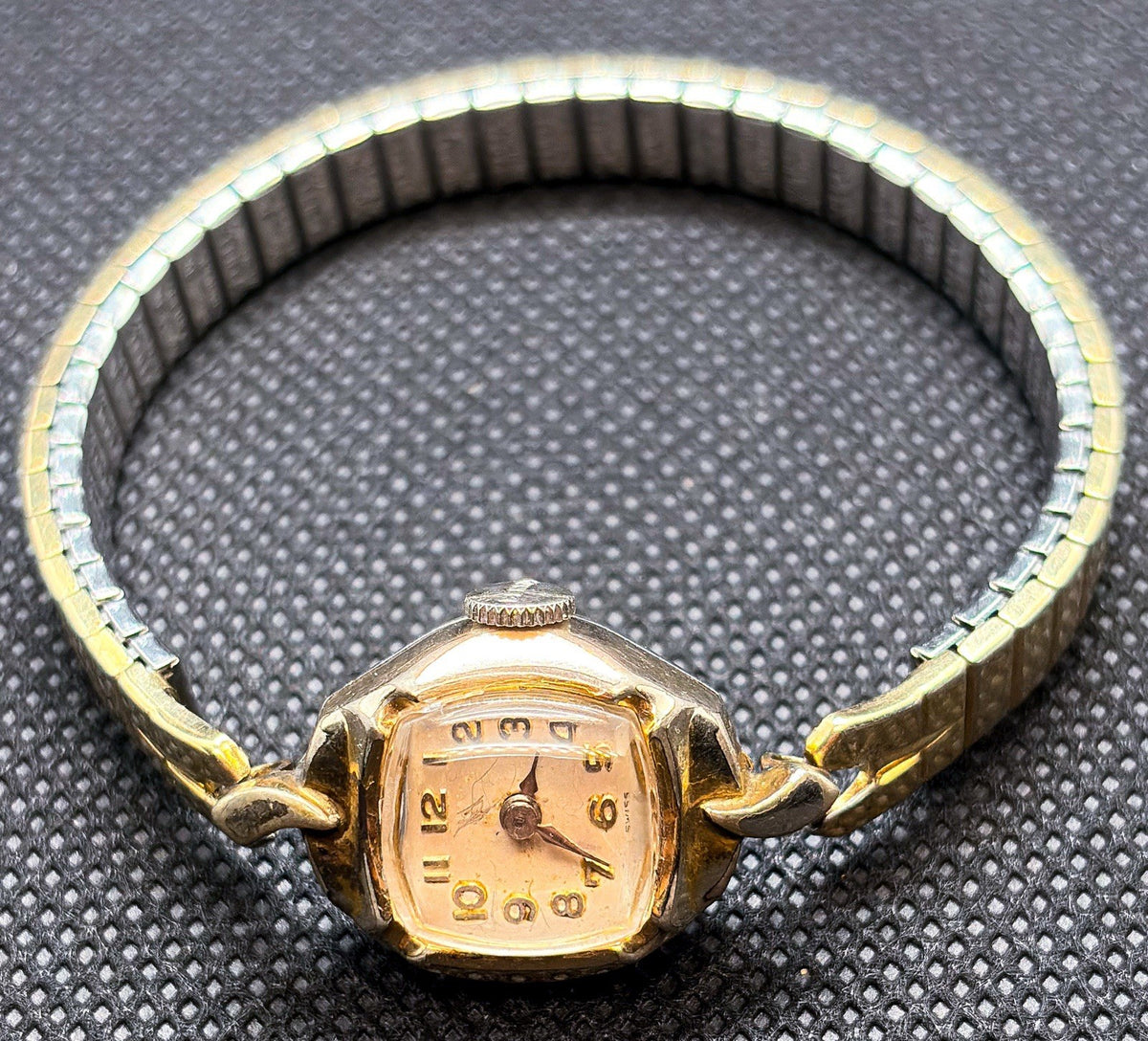 Vintage 1950s Benrus Cocktail Ladies 17J Hand Wind Watch 10K RGP Bezel CZ 25