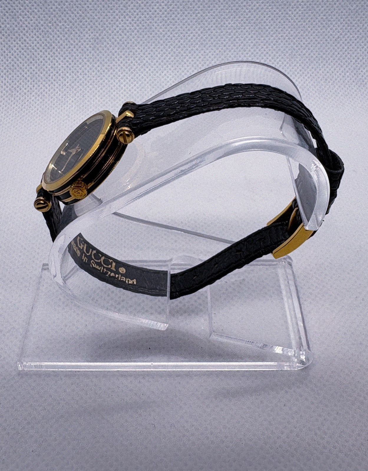Gucci 2000L Sherry Line Watch Quartz Womens Black Dial Swiss Made With Box