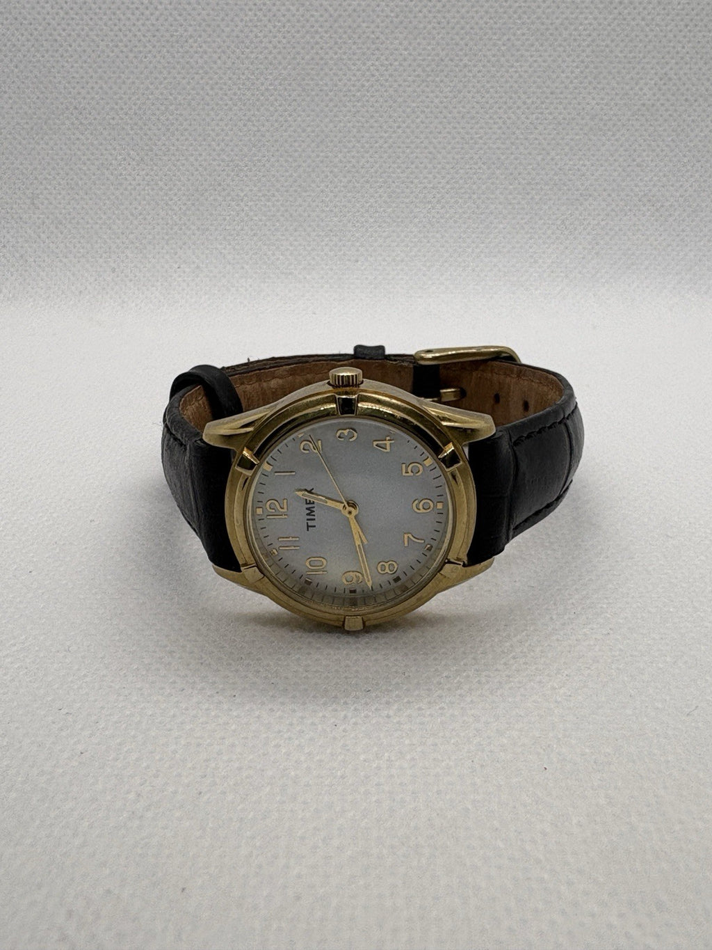 Timex Women’s Watch TW2P76200 Gold Tone Mother Of Pearl Dial Black Leather Strap