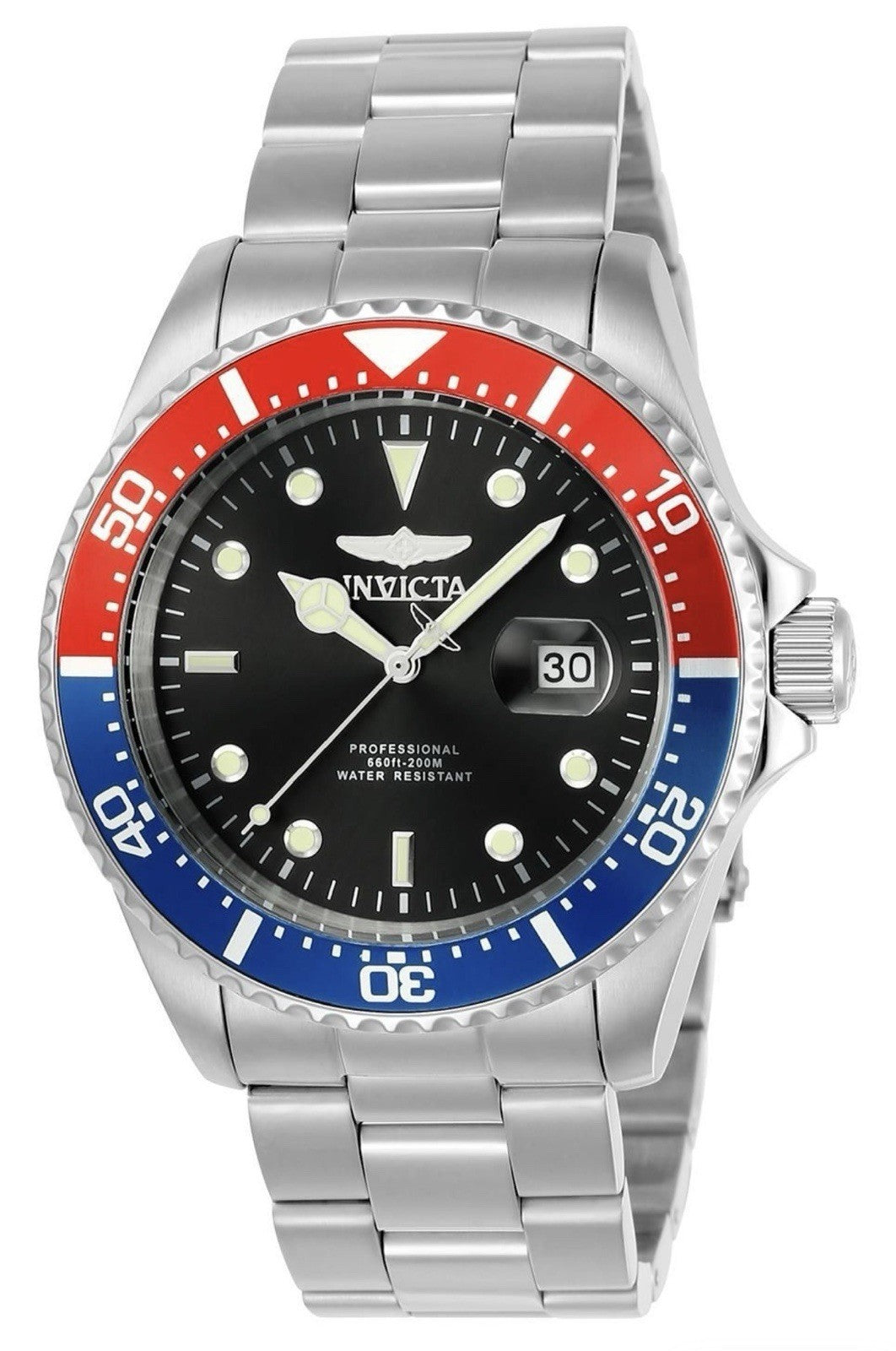 Invicta Men's Pro Diver Quartz Watch 23384 - 43mm Black Dial Red/Blue Bezel