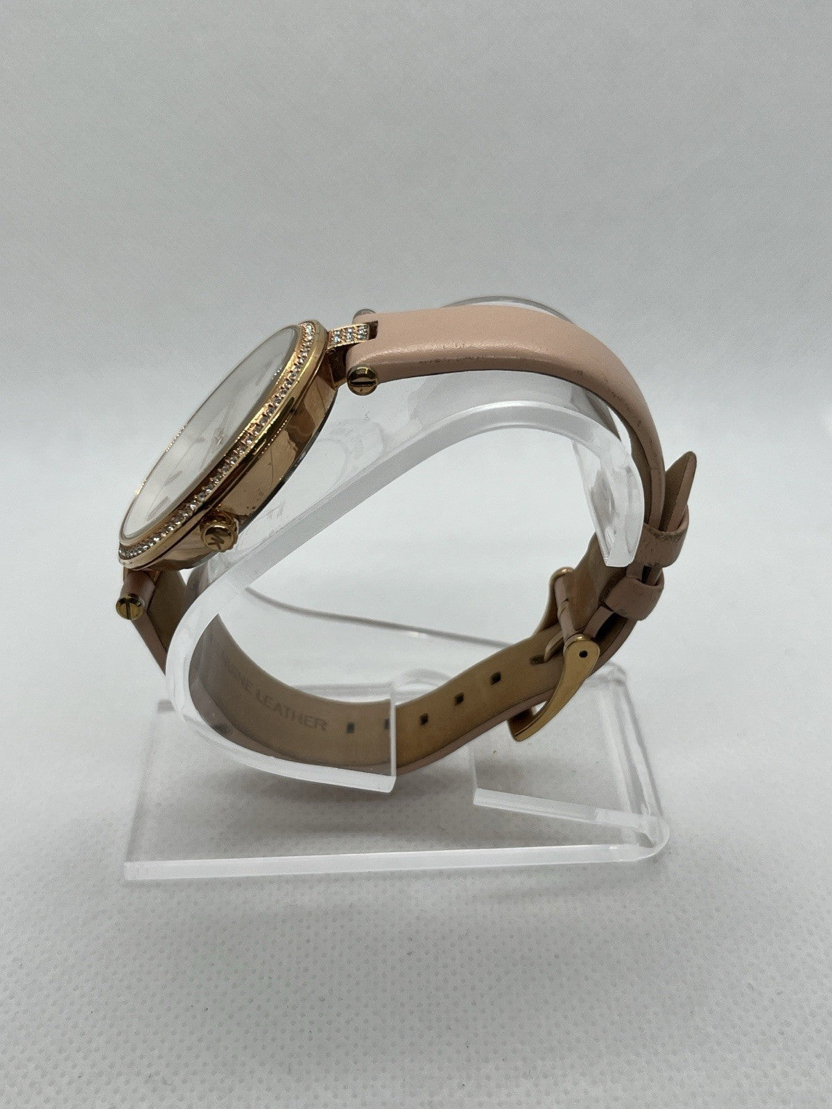 Michael Kors Anabeth Three Hand MK7171 Watch White Dial Pink Leather Strap 37MM