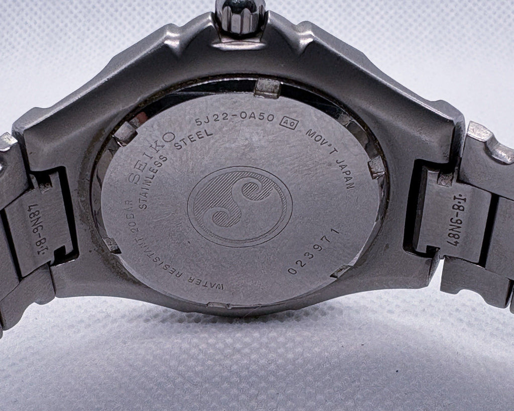 Vintage Seiko Kinetic Auto Relay 5J22-0A50 Diver 40mm Black Dial Silver Case