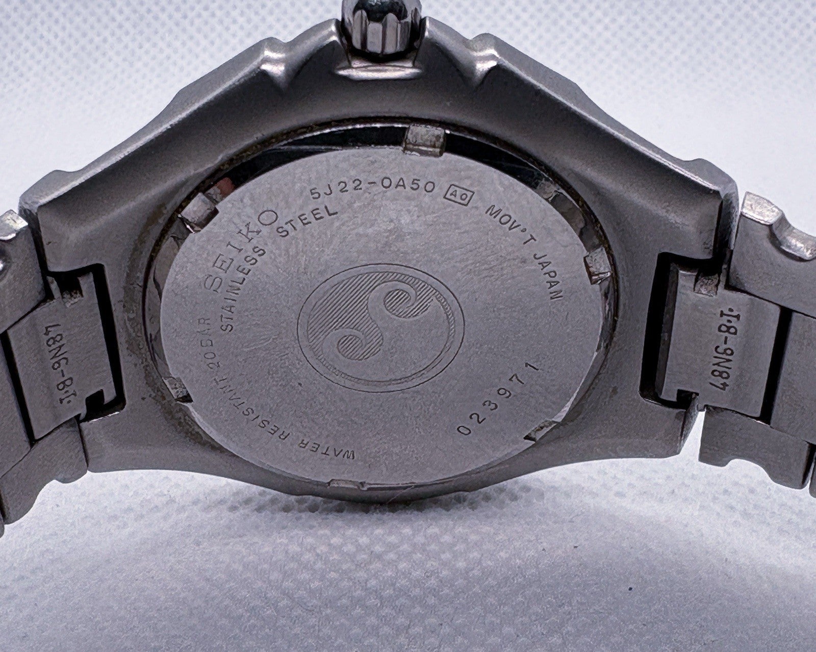Vintage Seiko Kinetic Auto Relay 5J22-0A50 Diver 40mm Black Dial Silver Case