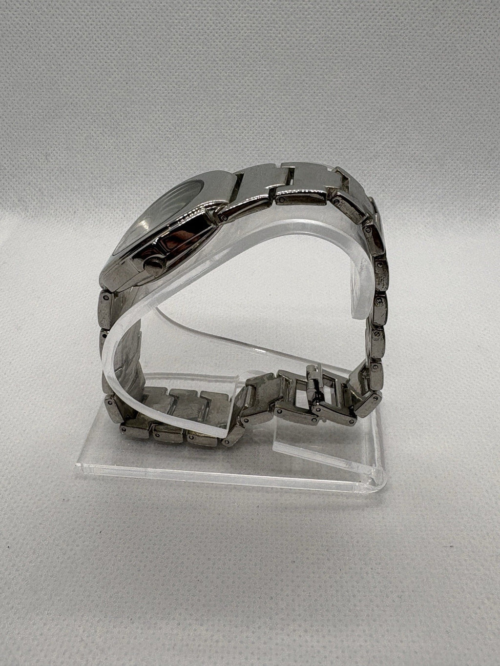 Vintage ECHO Quartz Watch Silver Tone Metal Band Analog Silver Dial Japan Movt