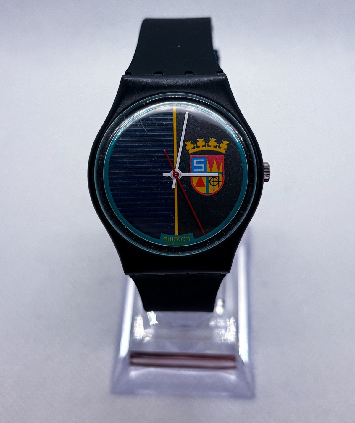 Vintage 1986 Swatch Sir Swatch GB111 Originals Gent Swiss Quartz Watch New Strap