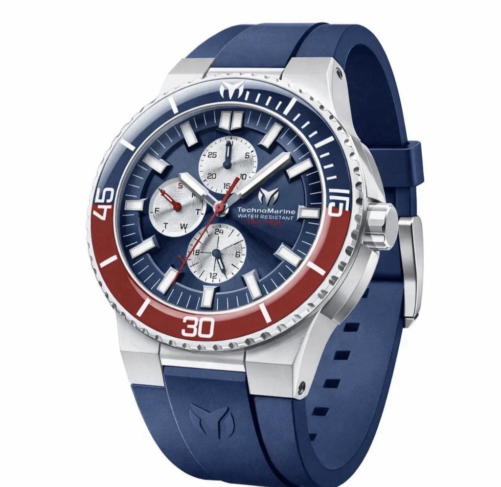 TechnoMarine La Pelagia Men's Watch - 43mm Pepsi Bezel - Blue Band - TM-225094