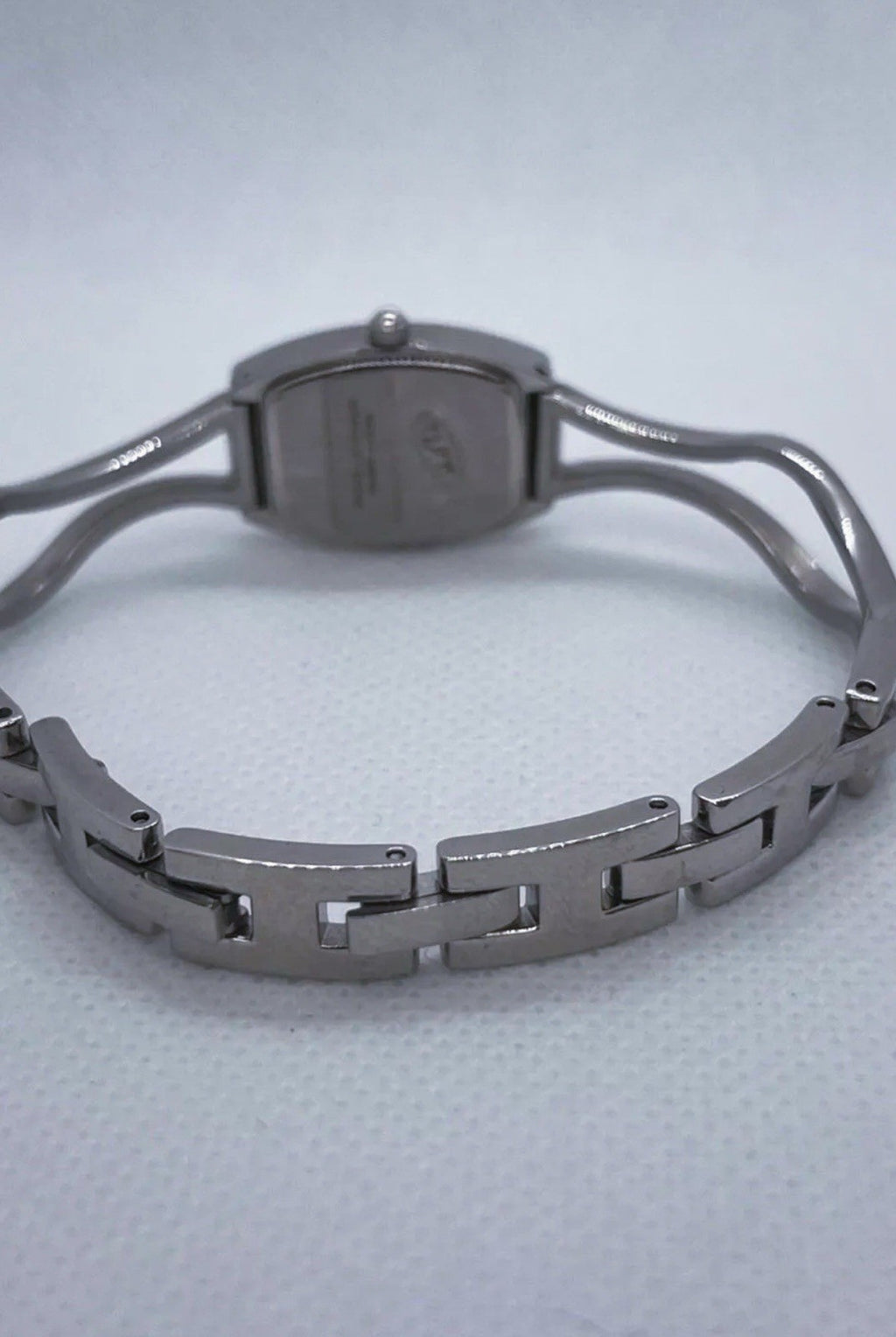 Timex Womens Watch Silver Tone Bangle 18mm Black Dial Tonneau New Battery