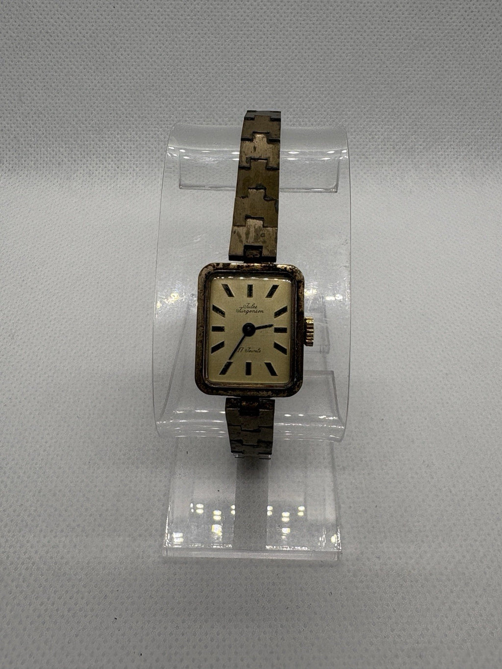 Jules Jurgenson Brass Ladies Watch Vintage 17-Jewel Swiss Mechanical Runs Great