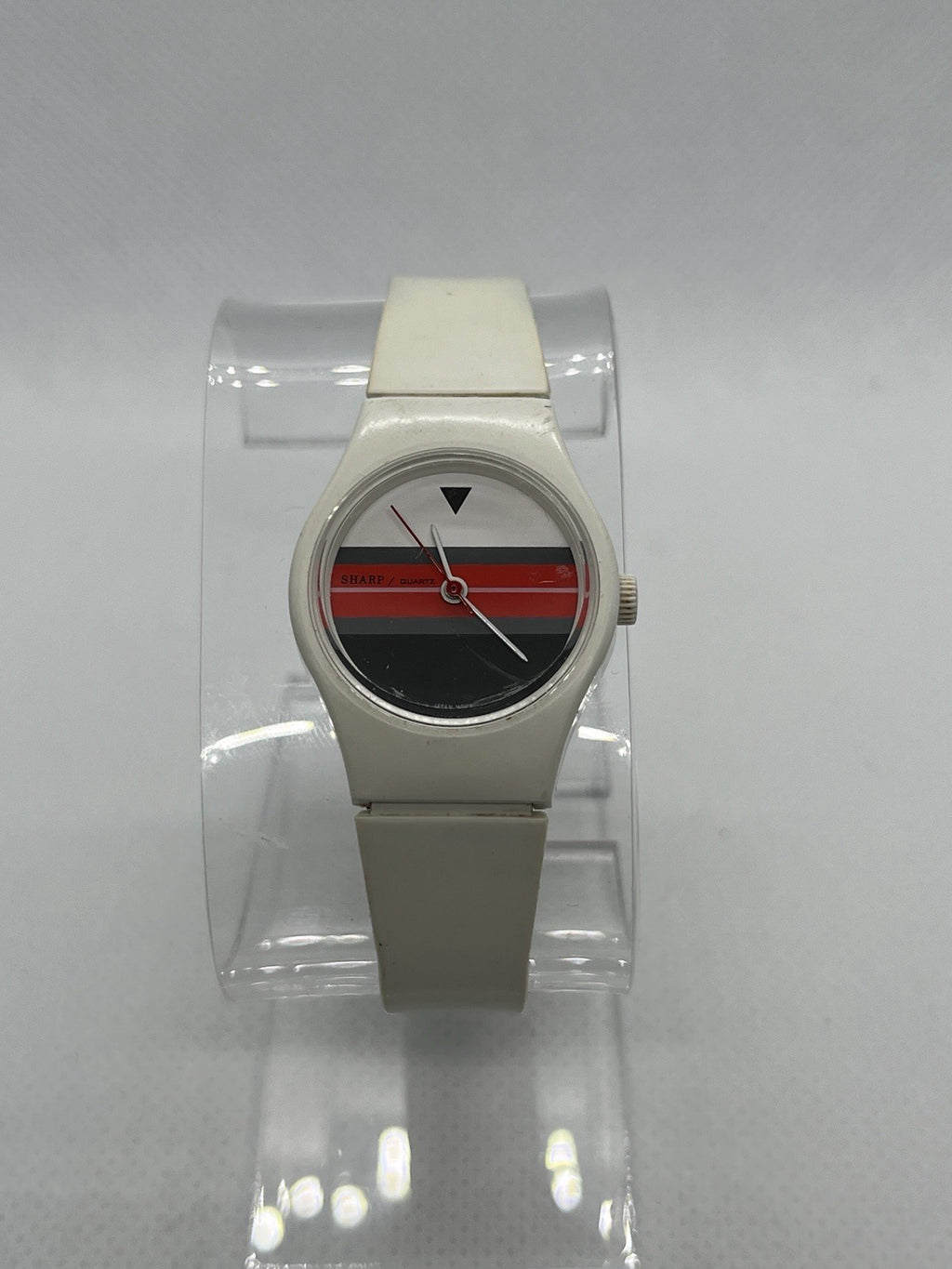 Vintage Sharp Women’s Quartz Watch White Case White Band 32mm Japan Movement